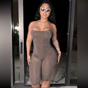 Velvet Backless Halter Neck Romper